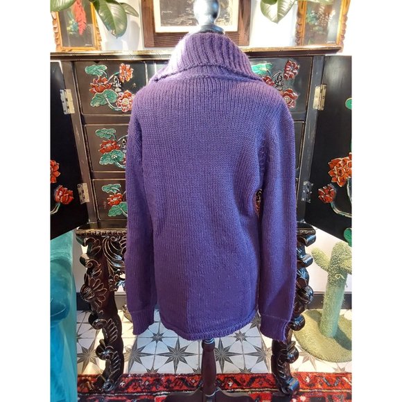 H&M Women's Dark Purple Cowl Neck Sweater Large Italy Wool Blend - Picture 2 of 8
